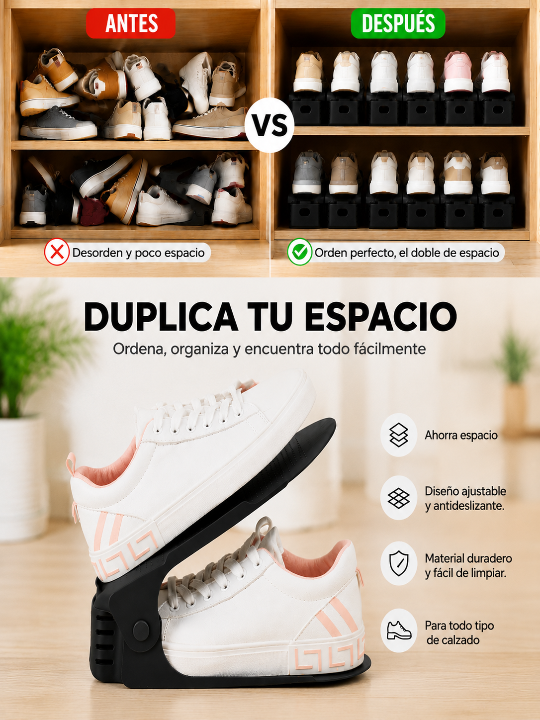 Organizador en "V" Más Espacio Más Orden - Pack x12 Unidades