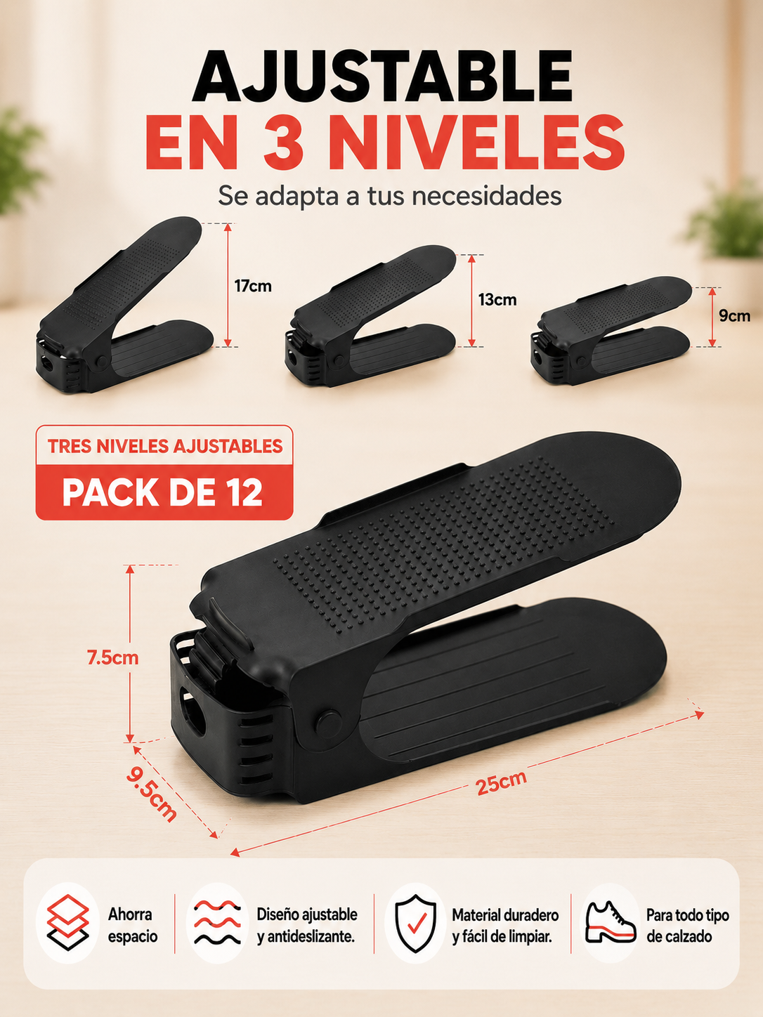 Organizador en "V" Más Espacio Más Orden - Pack x12 Unidades